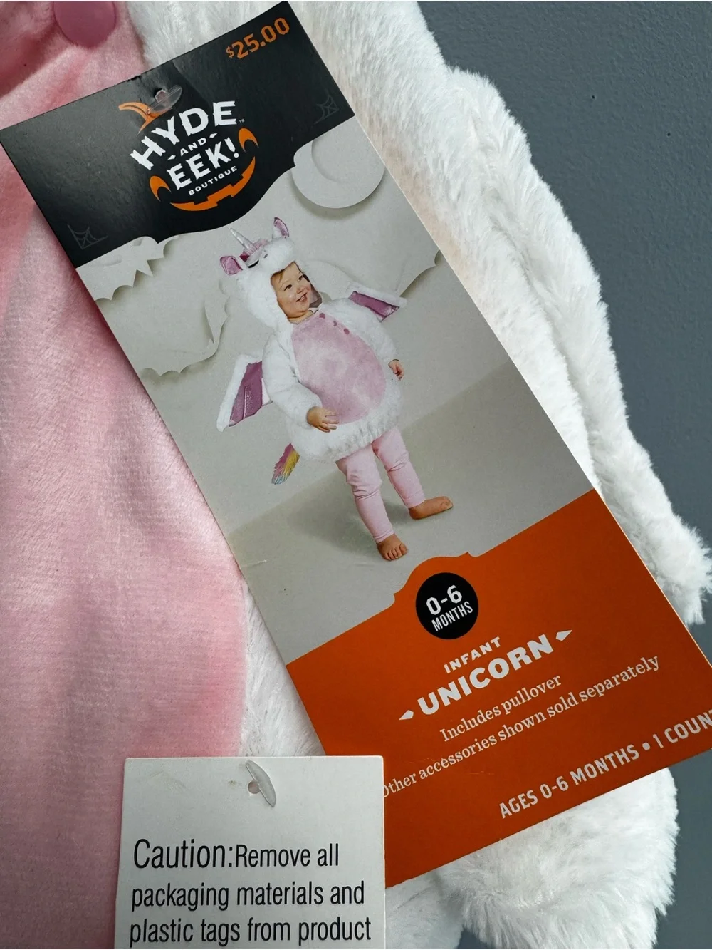 Infant Plush Unicorn Hooded Costume - White & Pink 0-6 months